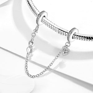 Infinity Heart Safety Chain (with Rubber Ring) | Black and White Zirconia