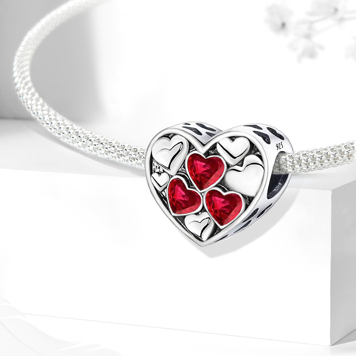 925 Sterling silver heart  charm bead