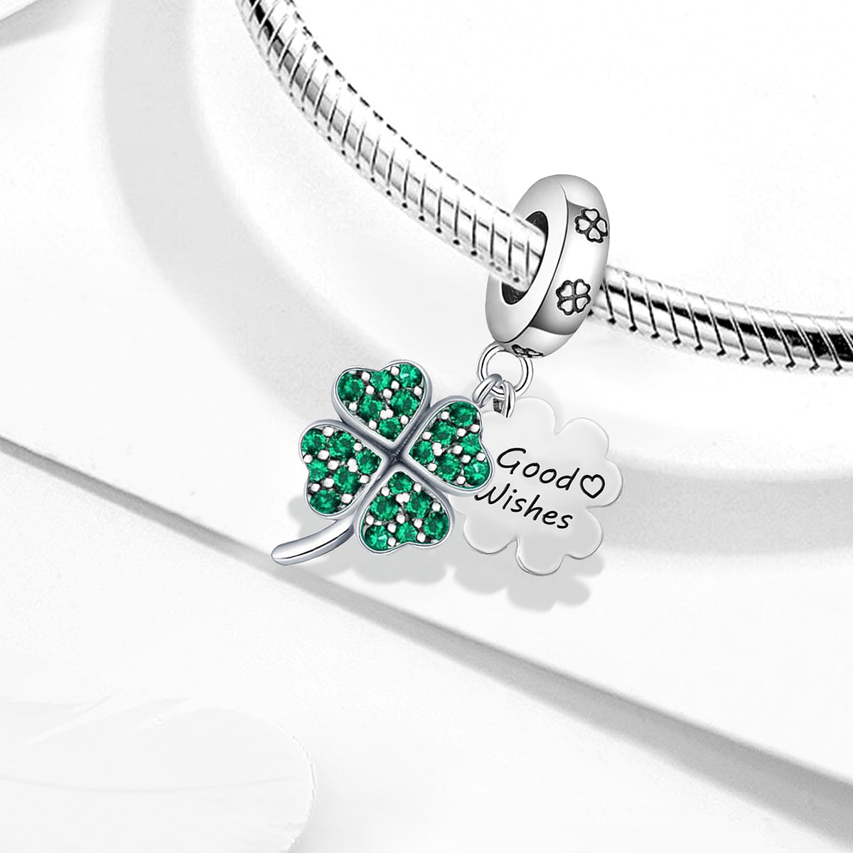 925 Sterling silver four-leaf clover charm bead