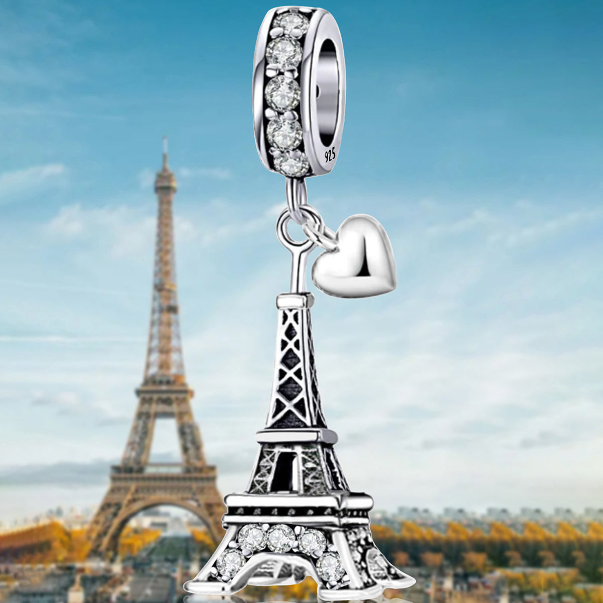 925 Sterling silver Eiffel Tower charm bead