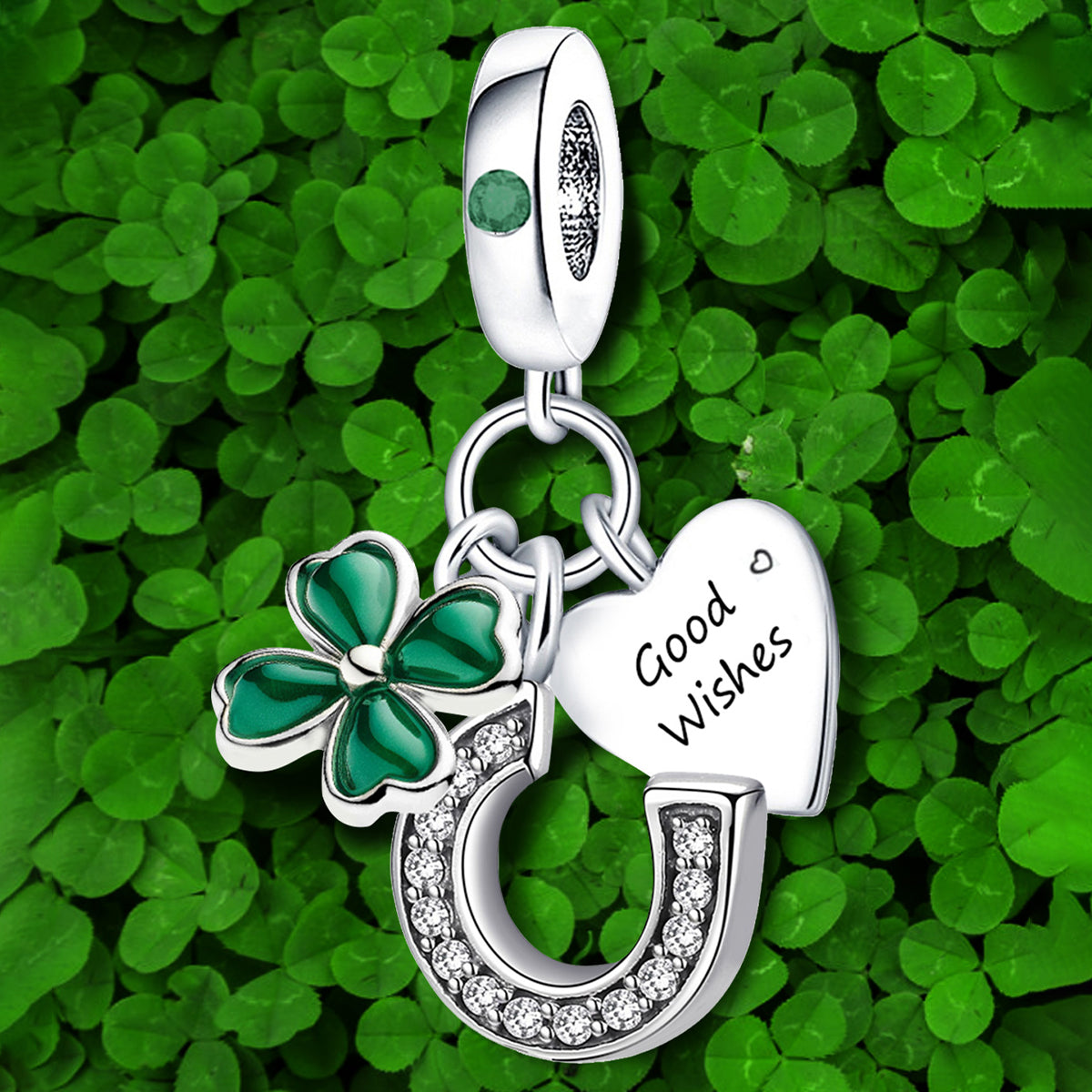 925 Sterling silver four-leaf clover charm bead