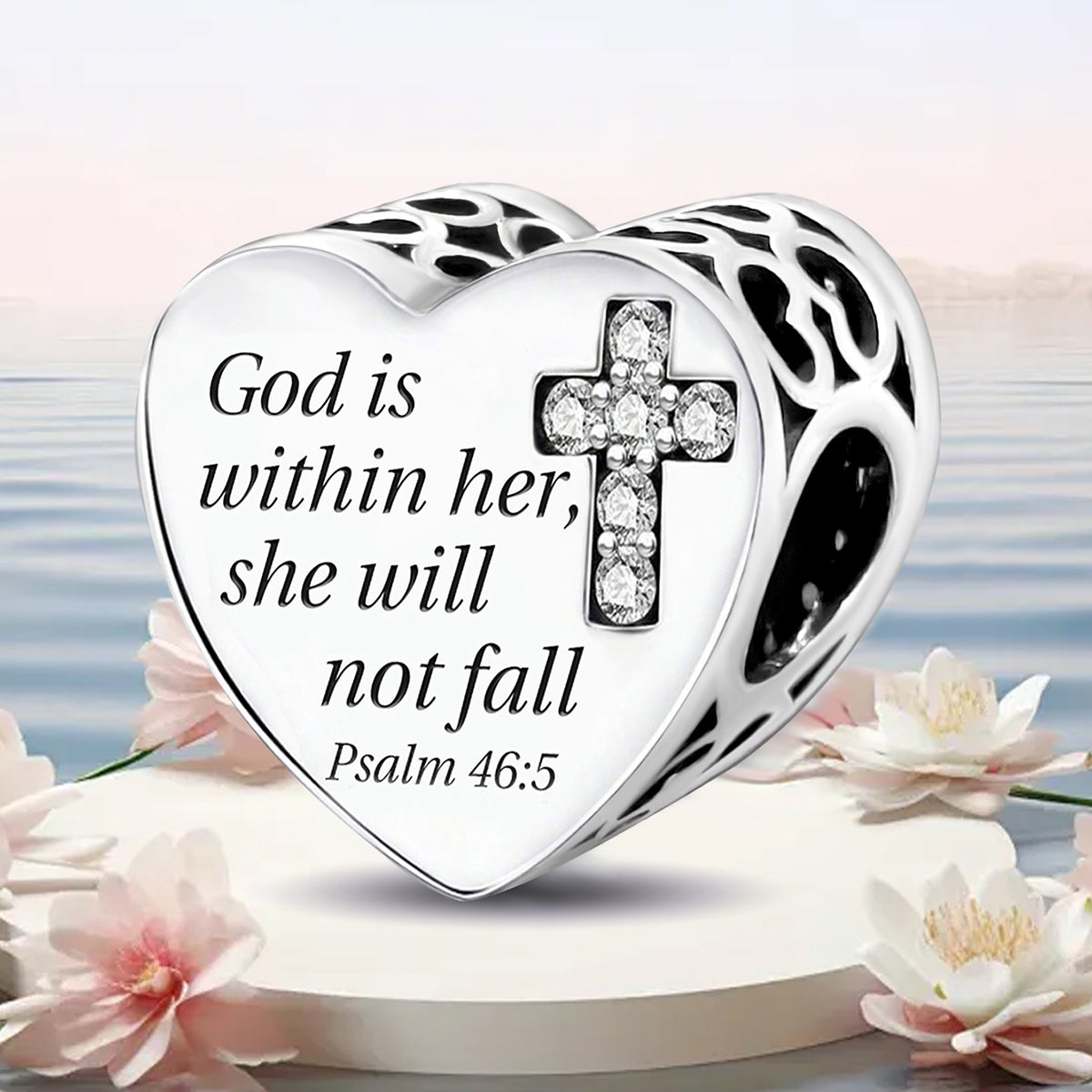 925 Sterling silver heart  charm bead