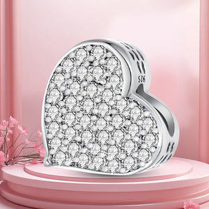 925 Sterling silver heart  charm bead