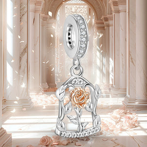 925 Sterling silver rose charm bead