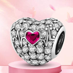 925 Sterling silver heart charm bead