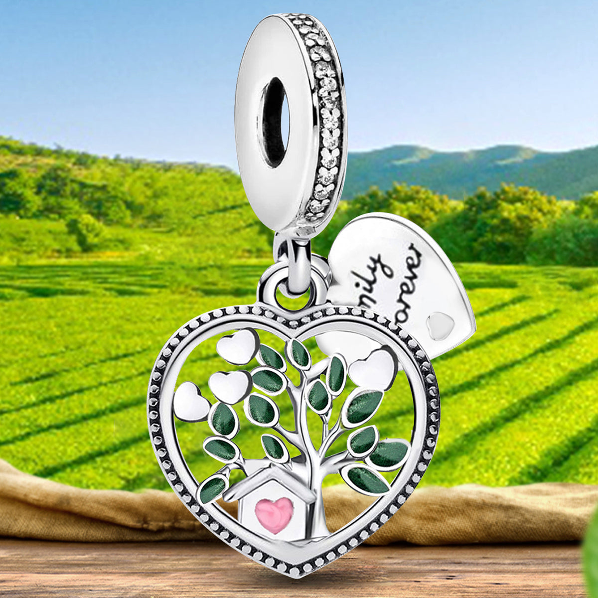 925 Sterling silver heart  charm bead