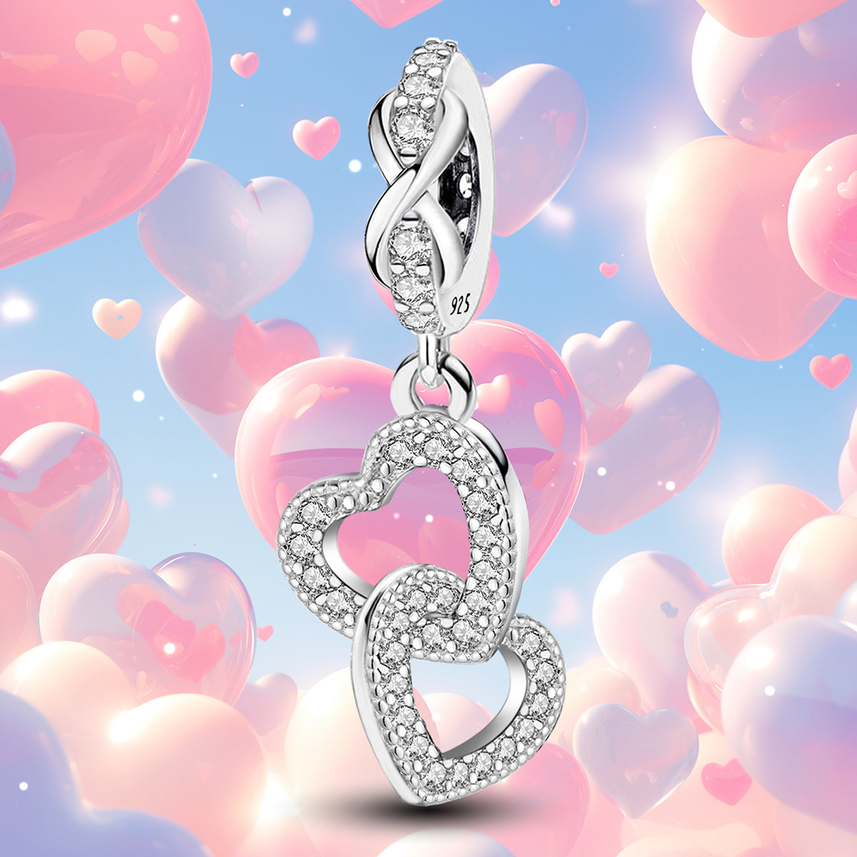 925 Sterling silver heart  charm bead