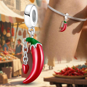 925 Sterling silver chili charm bead
