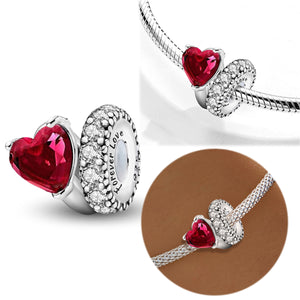 925 Sterling silver heart  charm bead