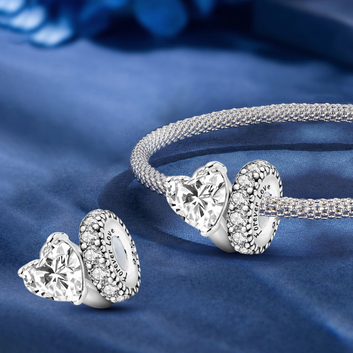 925 Sterling silver heart  charm bead