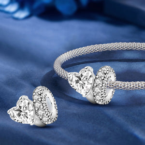 925 Sterling silver heart  charm bead