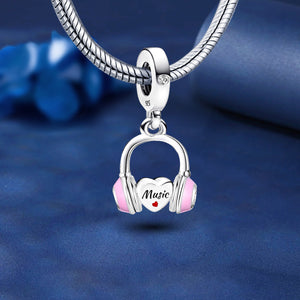 **Earphone Charm | Black Foam + White Zirconia | Trendy Design**