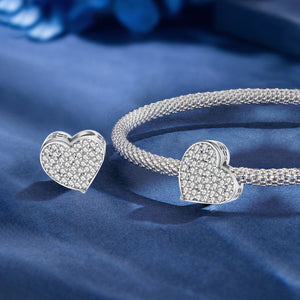 925 Sterling silver heart  charm bead