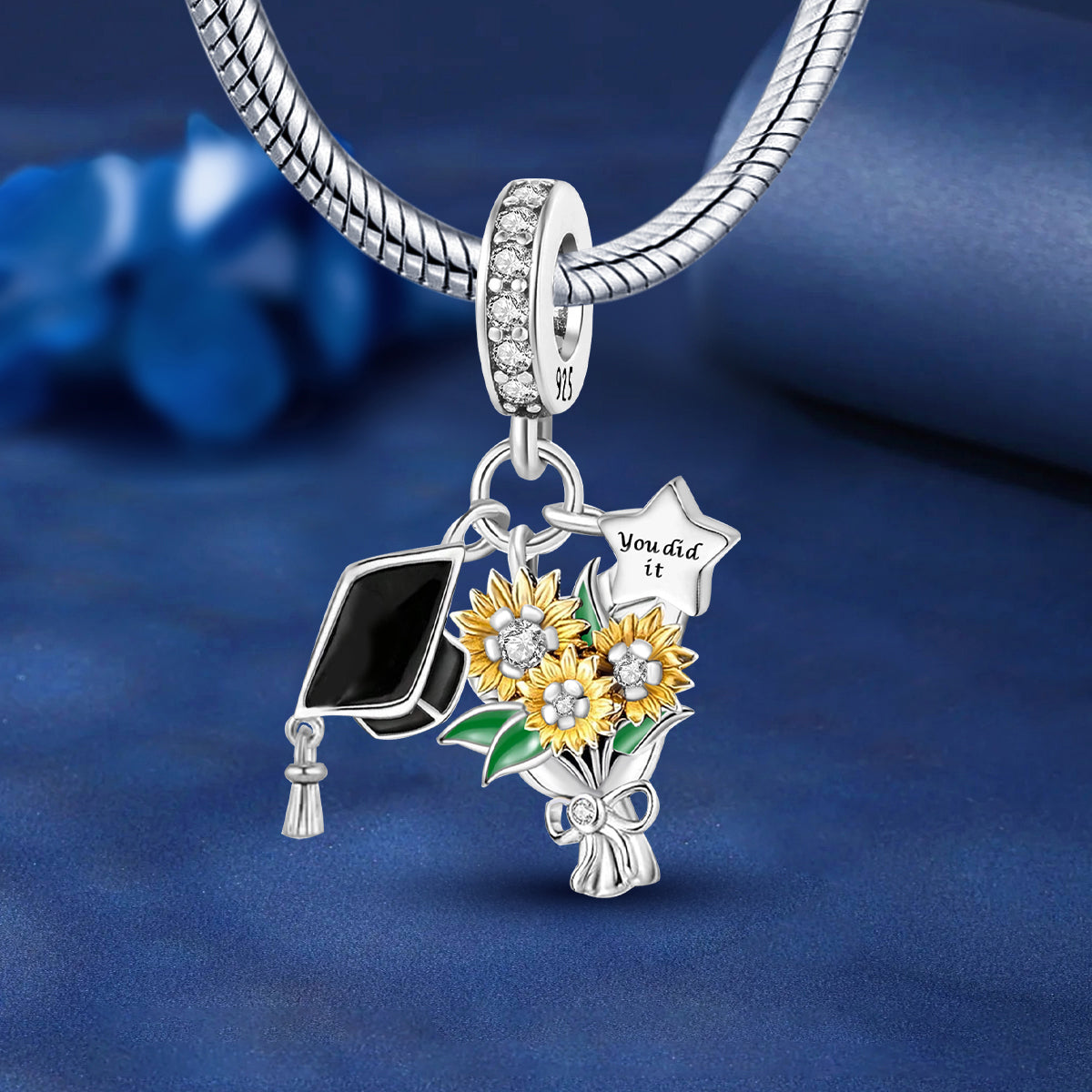 925 Sterling silver sunflower charm bead