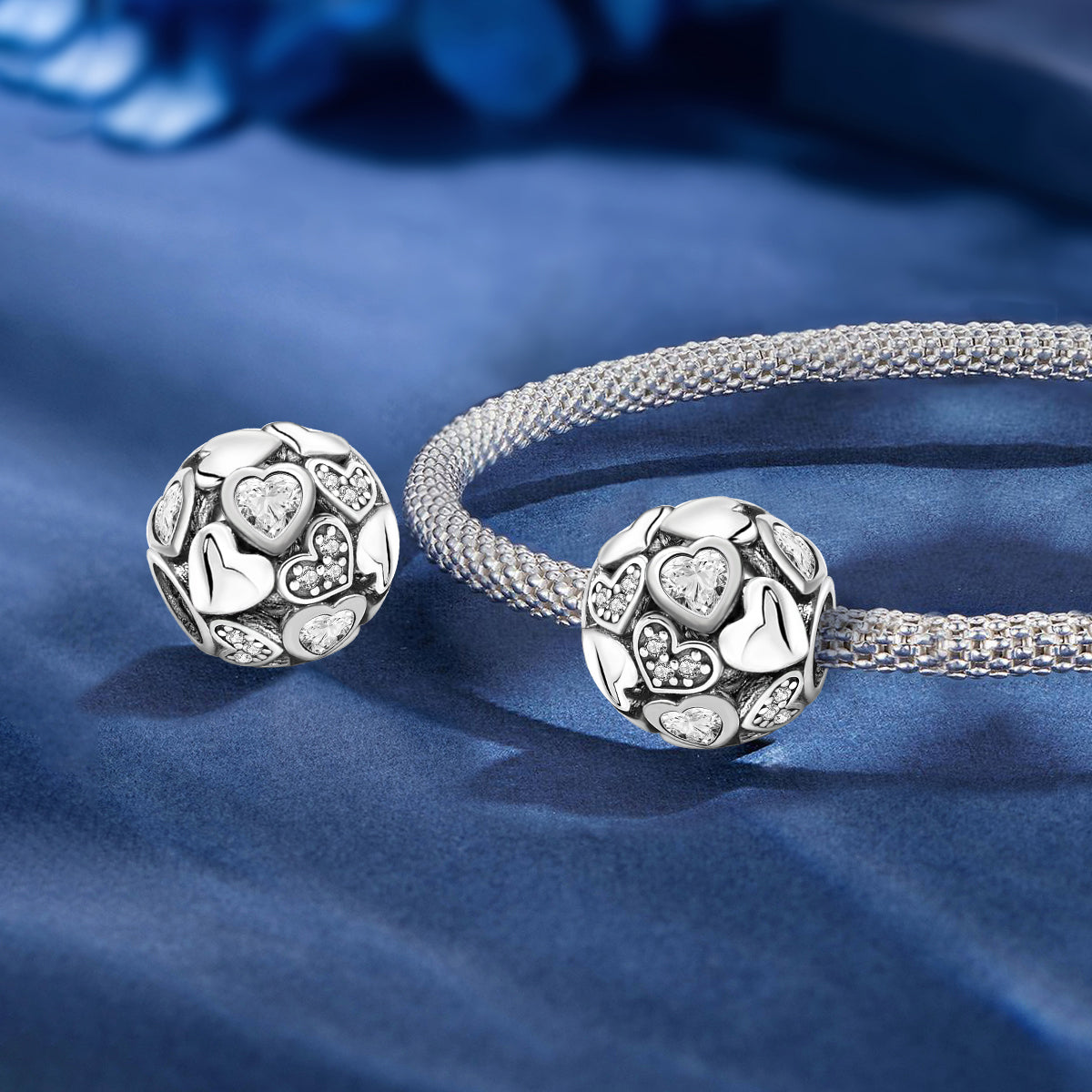 925 Sterling silver heart  charm bead