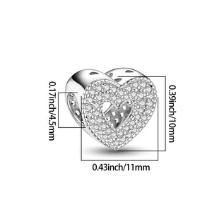 925 Sterling silver heart  charm bead