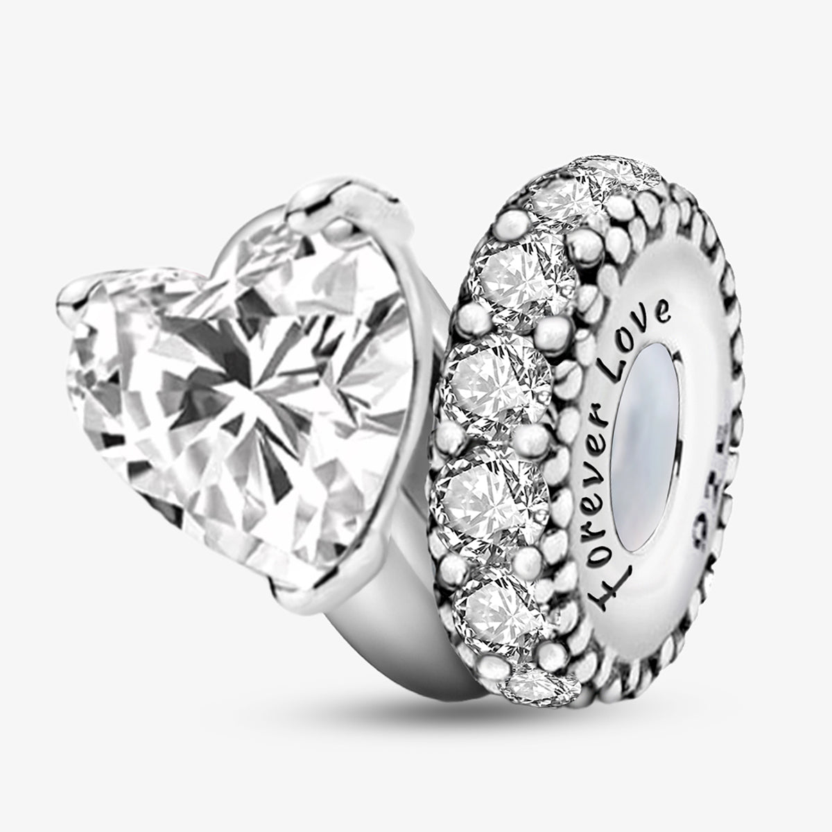 925 Sterling silver heart  charm bead