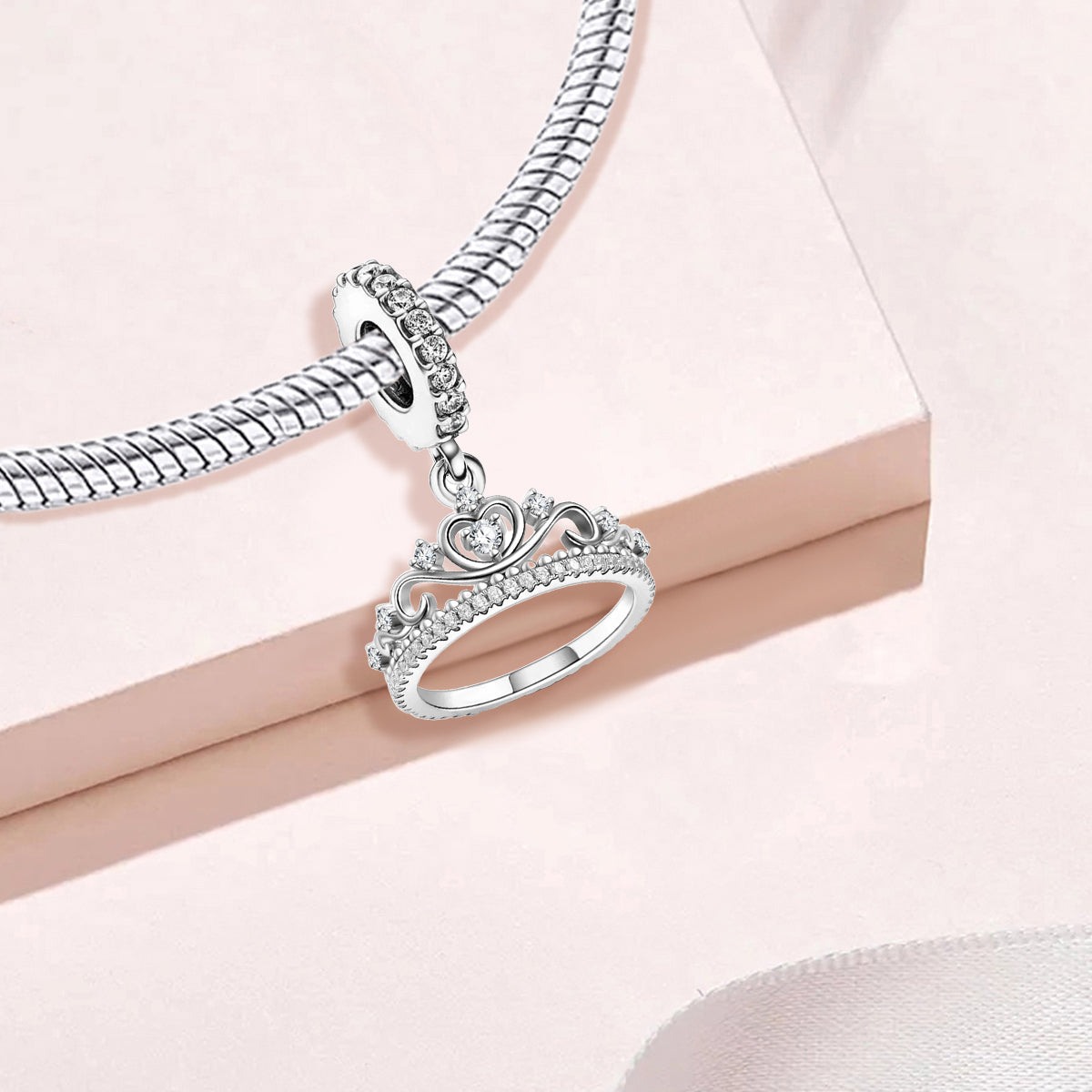 925 Sterling silver crown charm bead