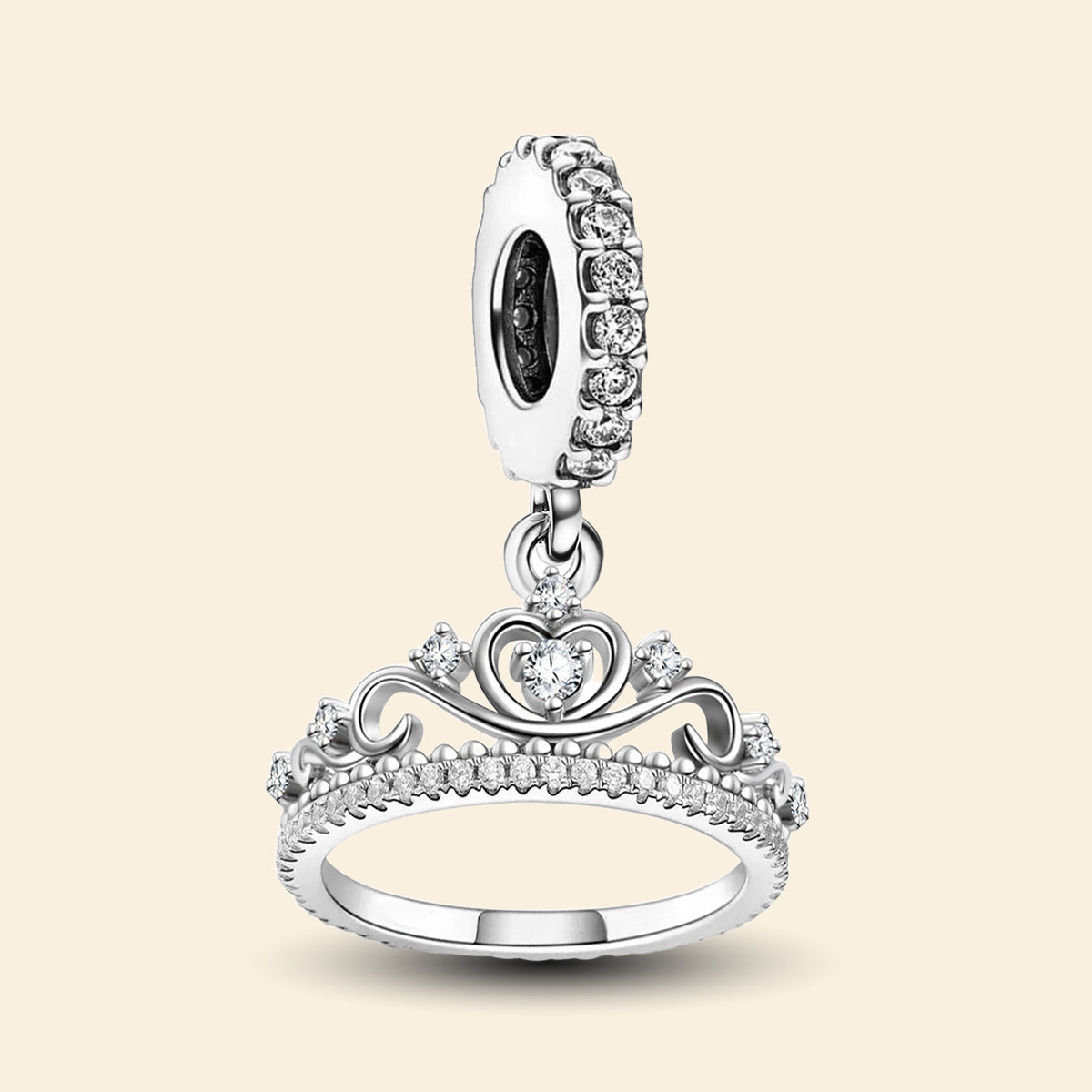 925 Sterling silver crown charm bead