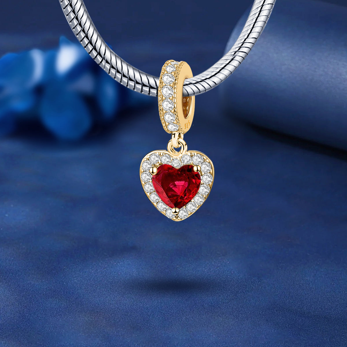 925 Sterling silver heart  charm bead