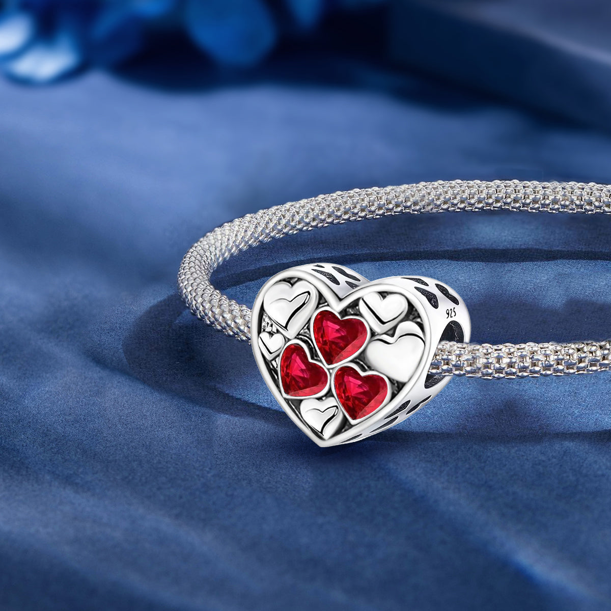 925 Sterling silver heart  charm bead