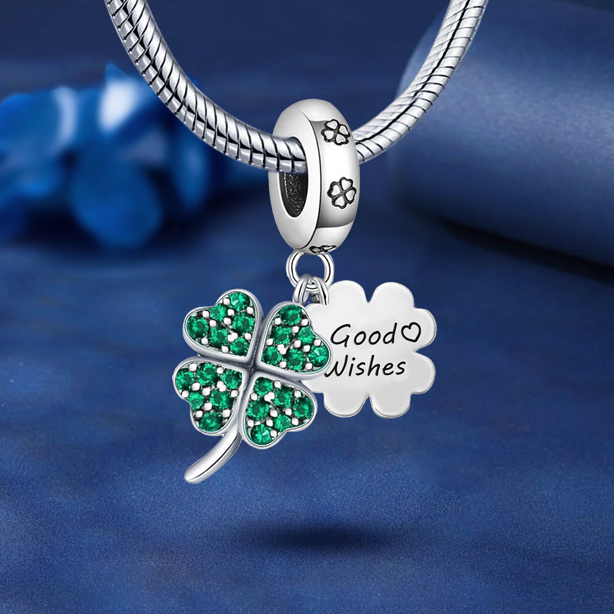 925 Sterling silver four-leaf clover charm bead