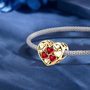 Heart-to-Heart Beads | Electroplated Gold + Dark Garnet Zircon