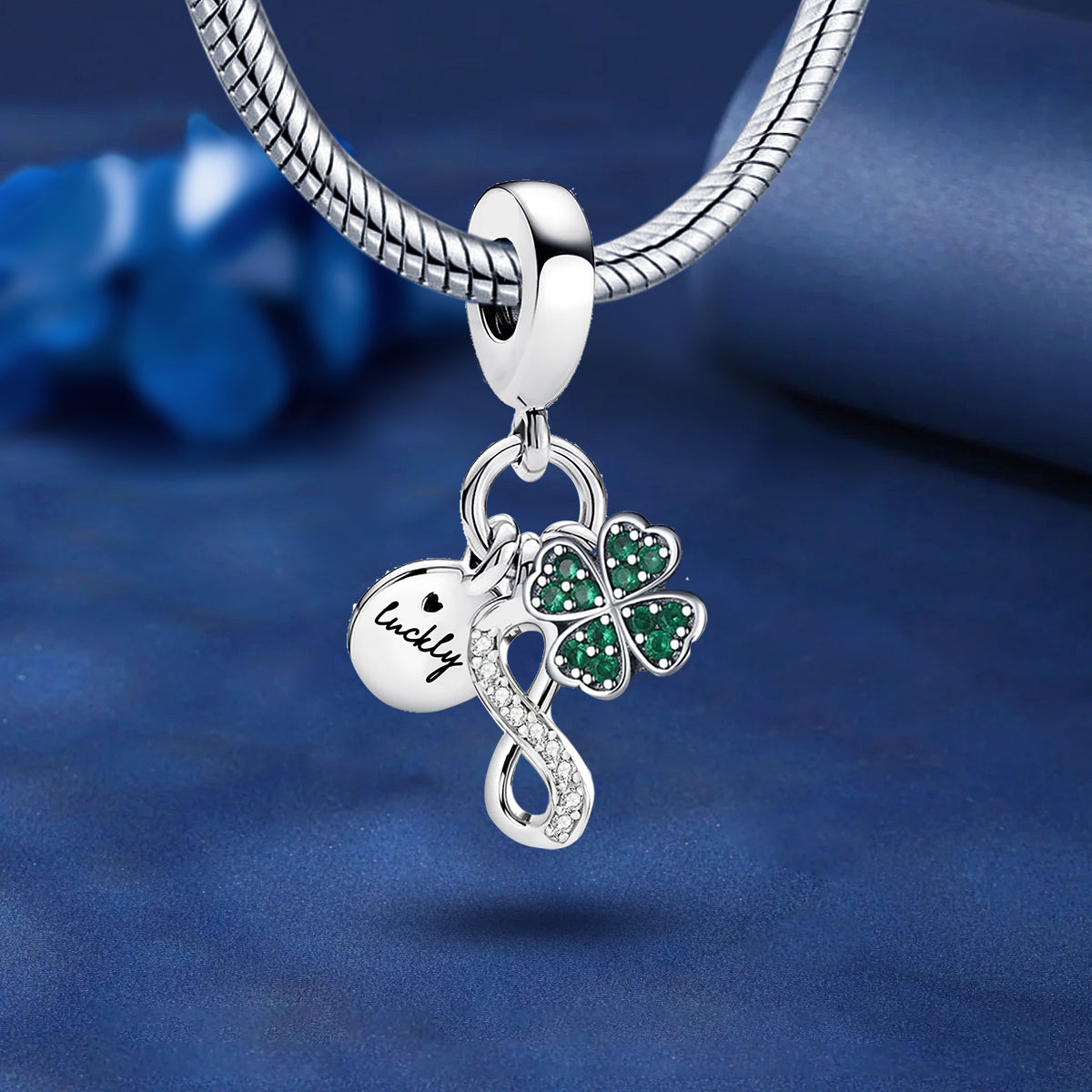 925 Sterling silver four-leaf clover charm bead