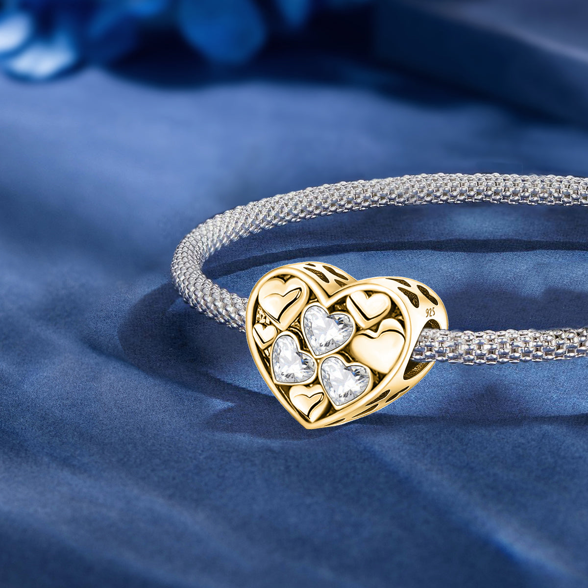 925 Sterling silver heart  charm bead