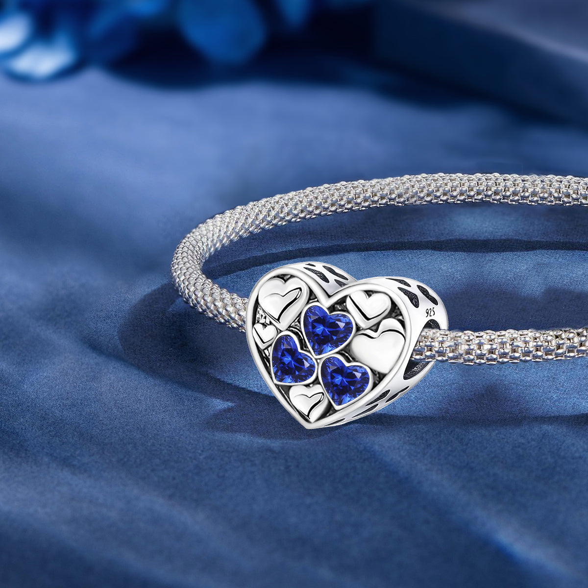 925 Sterling silver heart  charm bead