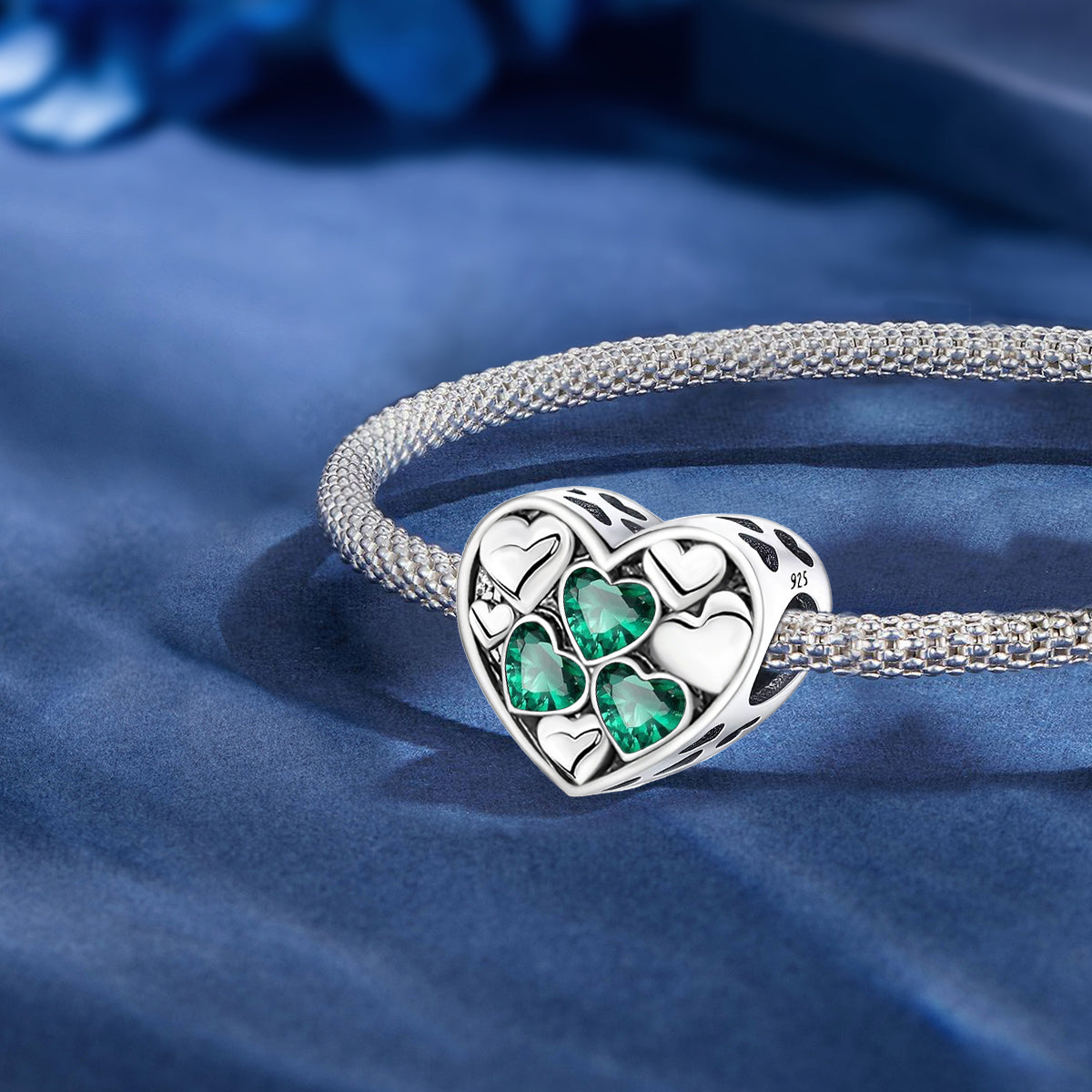 925 Sterling silver heart  charm bead