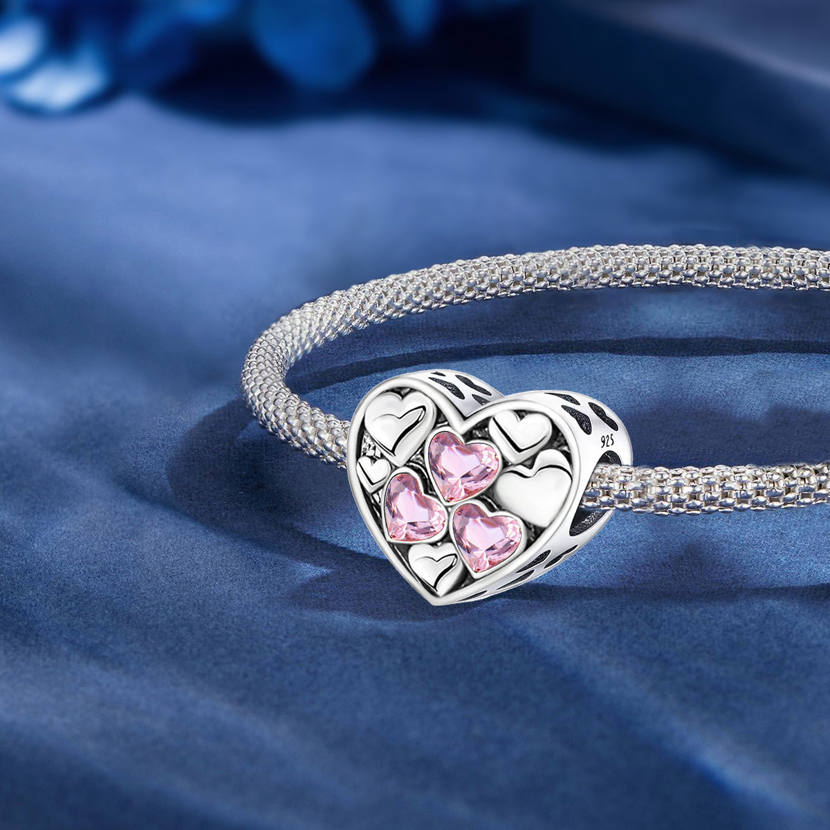 925 Sterling silver heart  charm bead