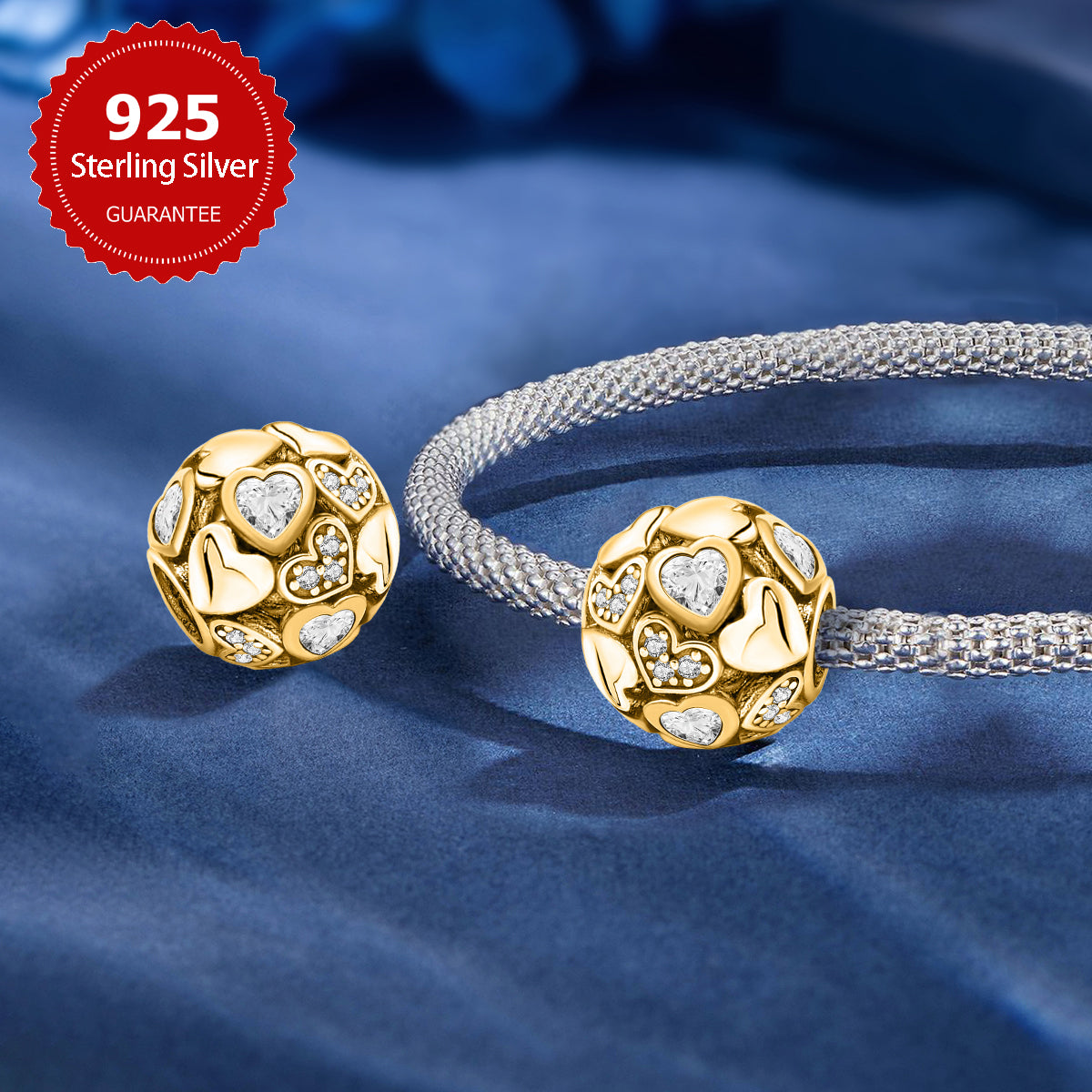 925 Sterling silver heart  charm bead