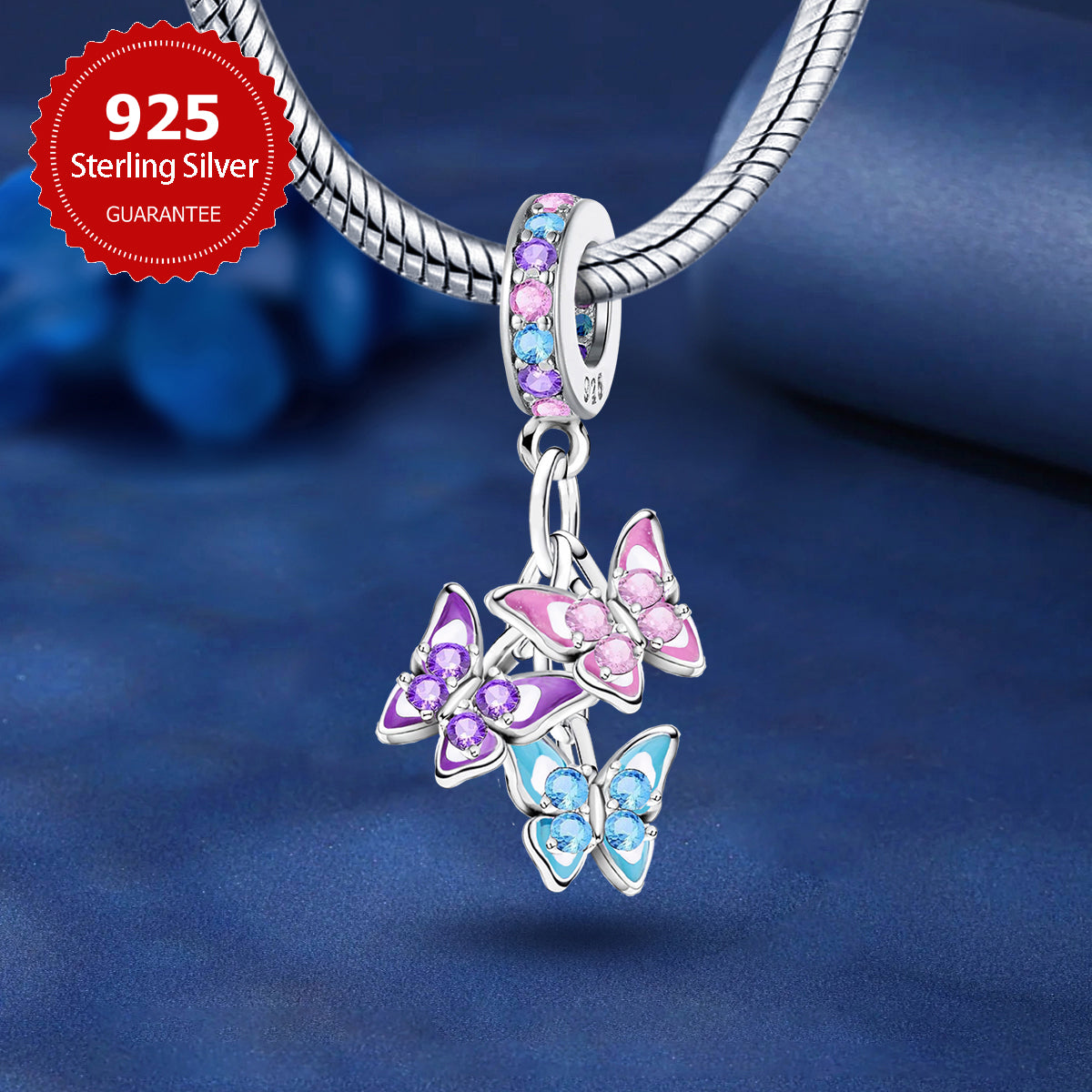 925 Sterling silver butterfly charm bead