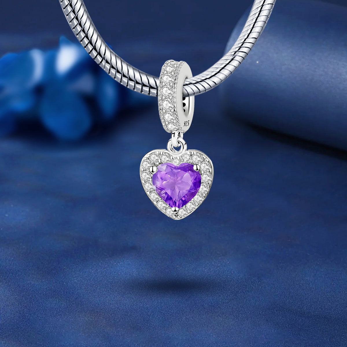 925 Sterling silver heart  charm bead