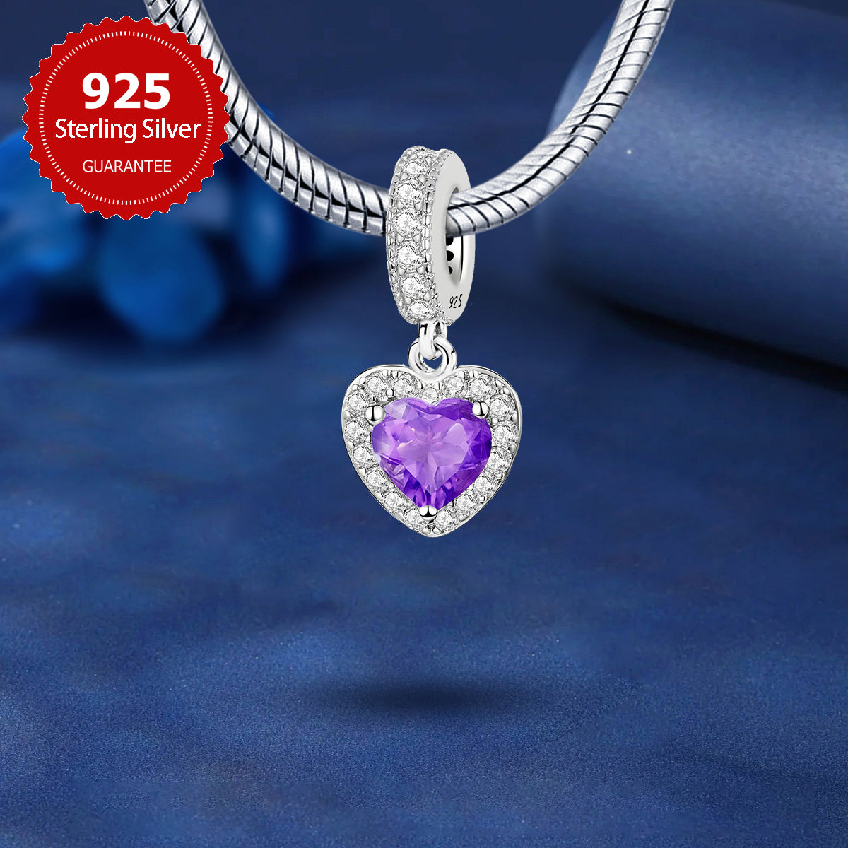 925 Sterling silver heart  charm bead