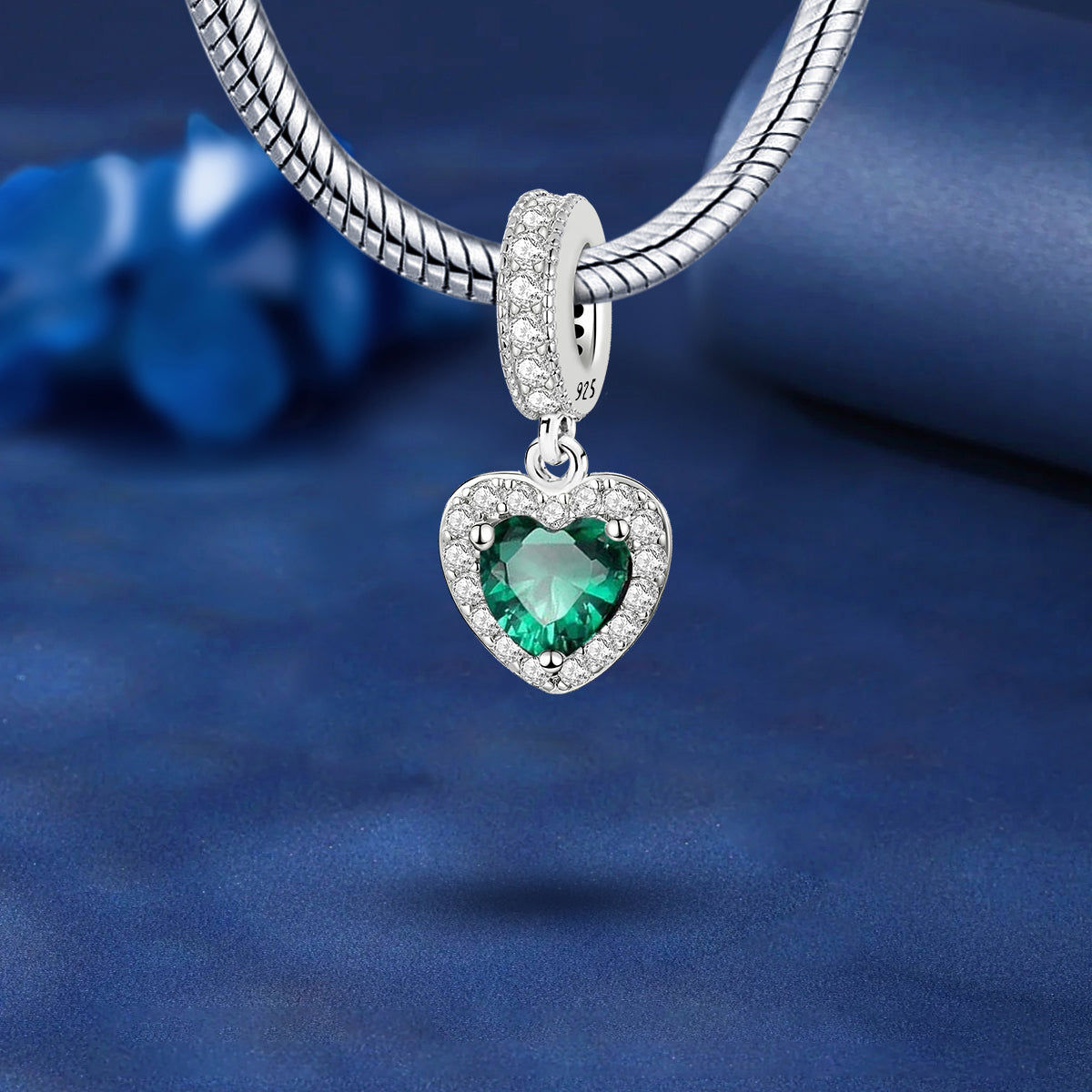 925 Sterling silver heart  charm bead