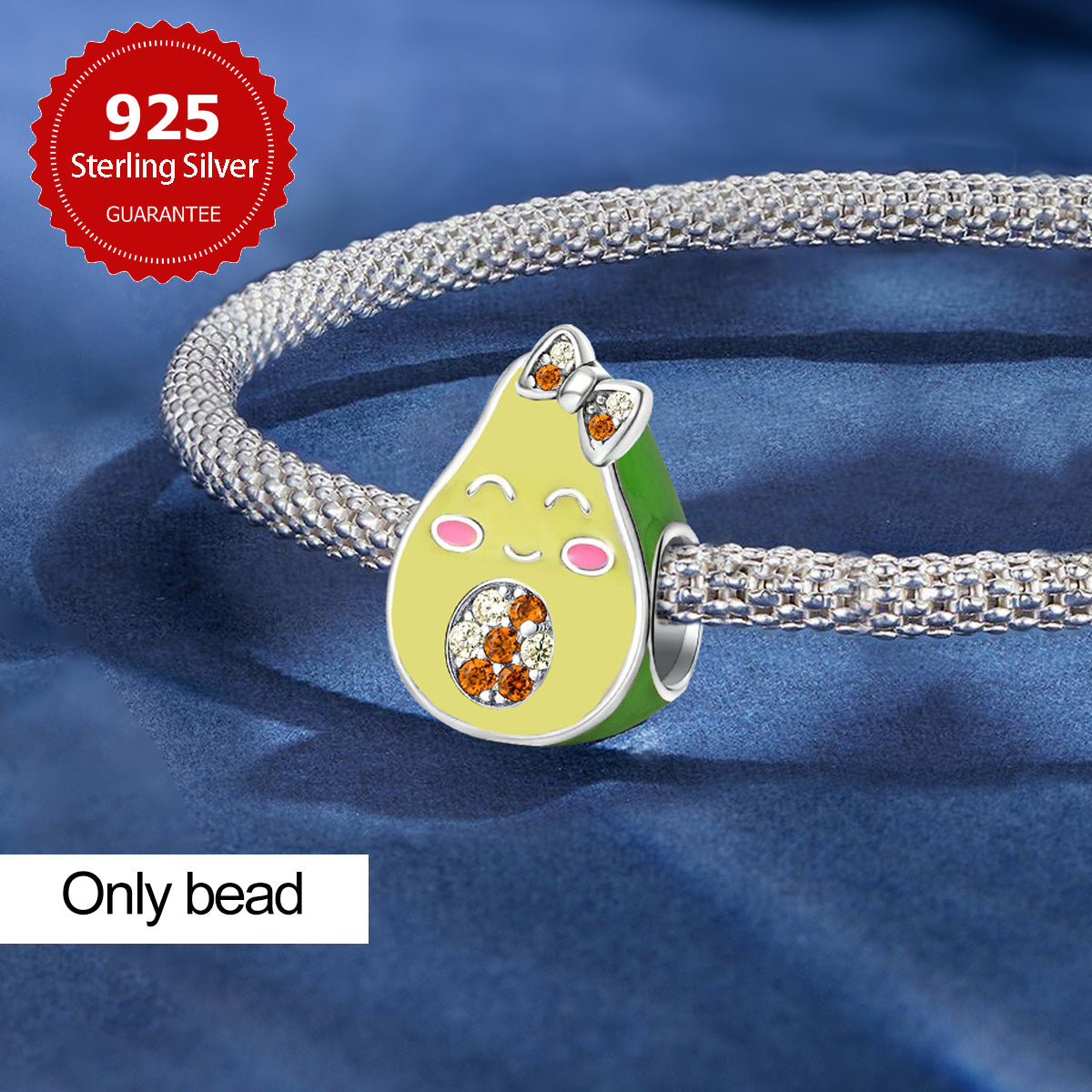 925 Sterling silver avocado bead