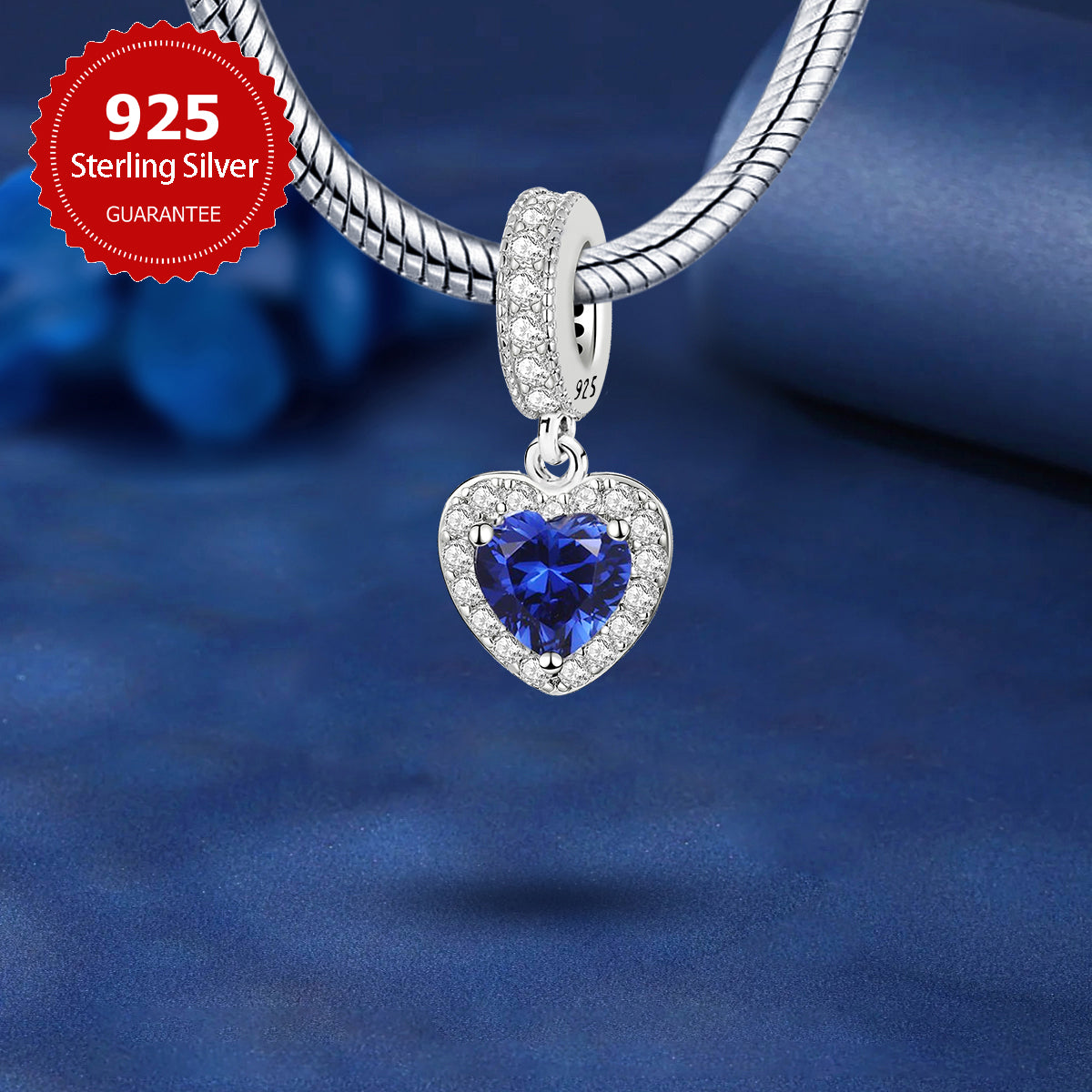 925 Sterling silver heart  charm bead