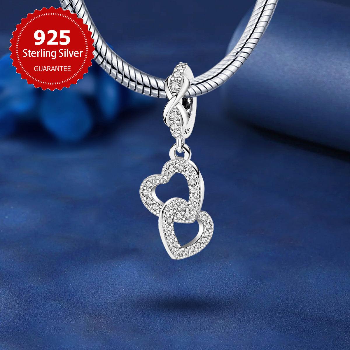 925 Sterling silver heart  charm bead