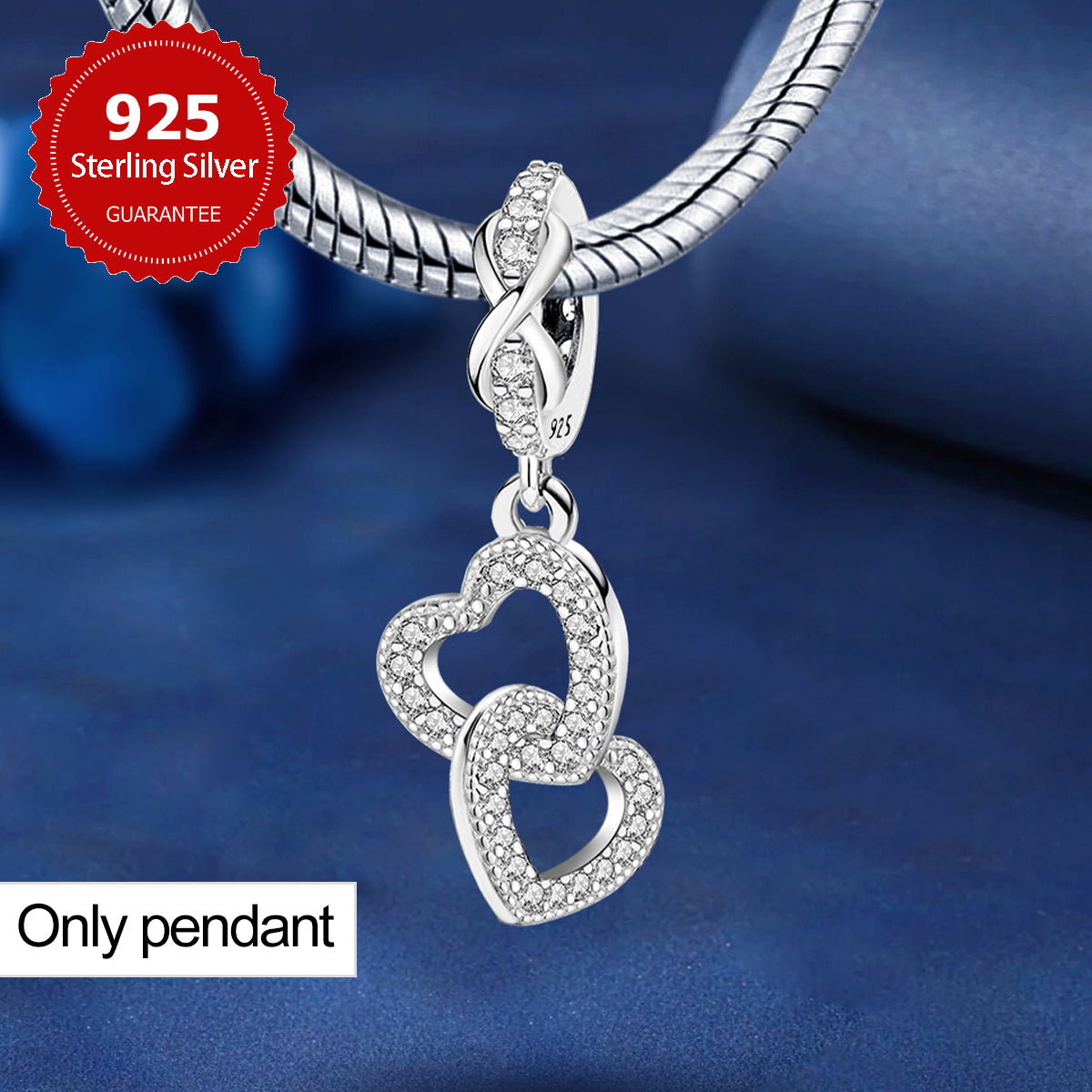 925 Sterling silver heart  charm bead