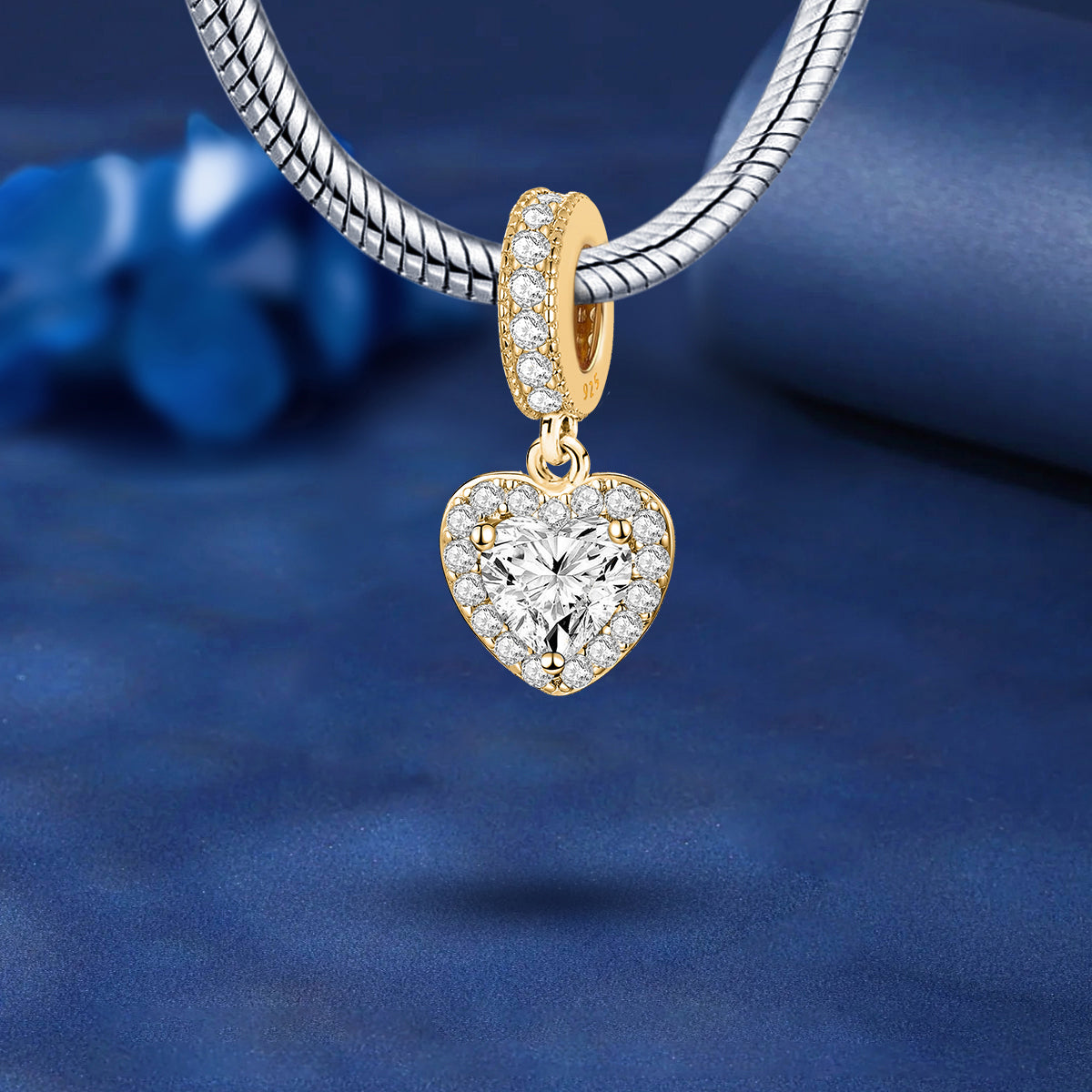 925 Sterling silver heart  charm bead