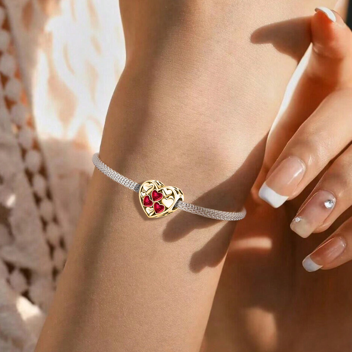 925 Sterling silver heart  charm bead