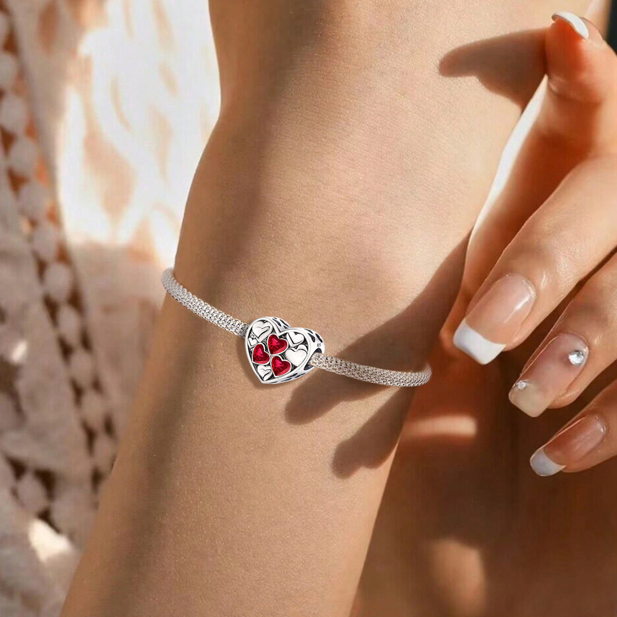 925 Sterling silver heart  charm bead