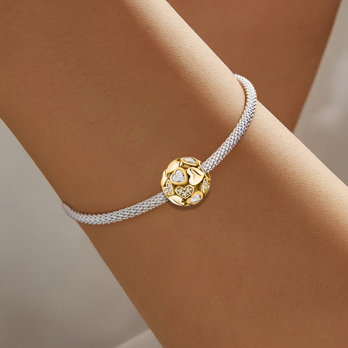 925 Sterling silver heart  charm bead