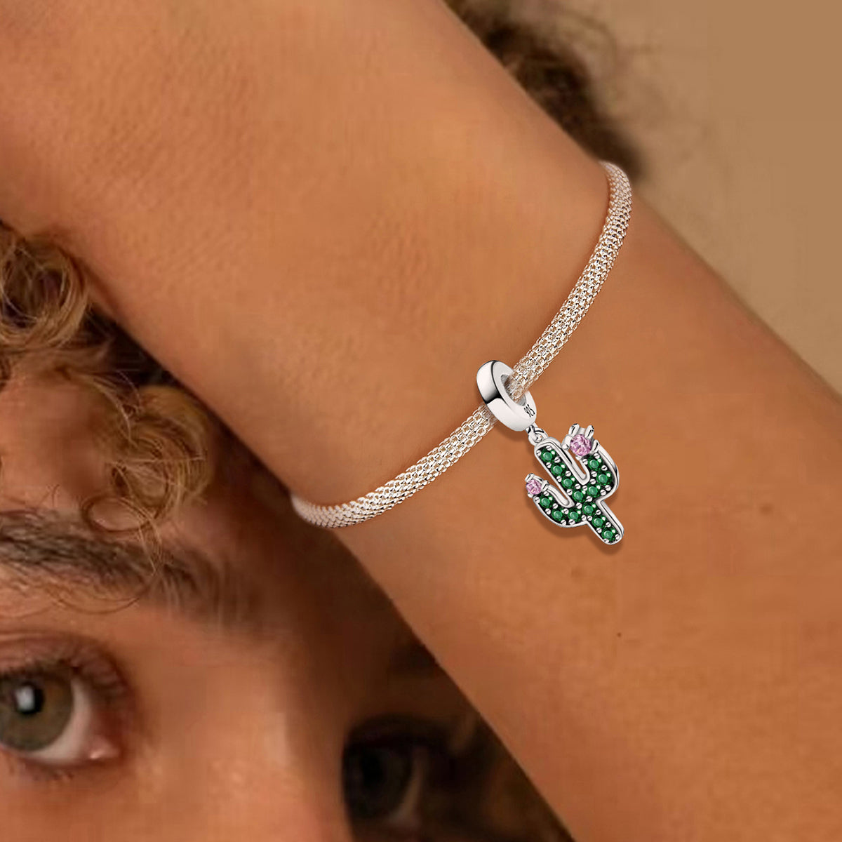 925 Sterling silver cactus bead