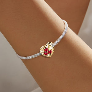 Heart-to-Heart Beads | Electroplated Gold + Dark Garnet Zircon