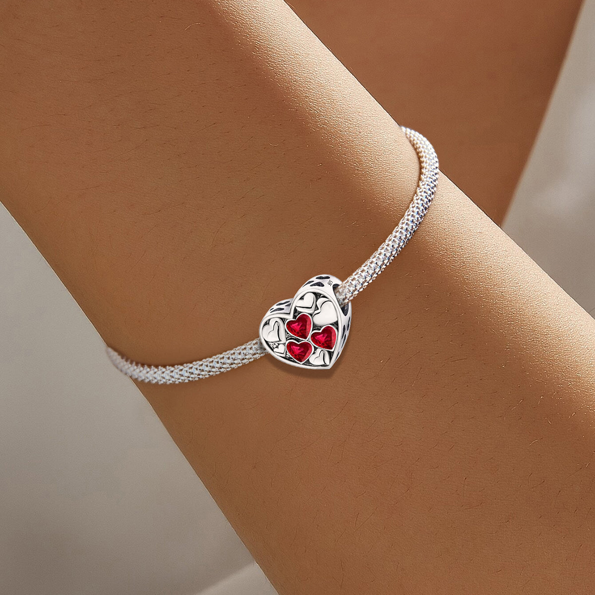 925 Sterling silver heart  charm bead