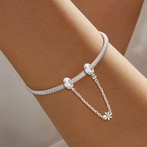 Leaf and Daisy Safety Chain (with Rubber Ring) | Blackened Deep Golden Zircon