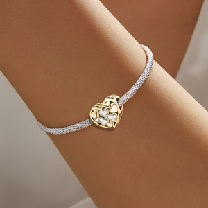 Heart-to-Heart Beads | Gold Base + White Zircon